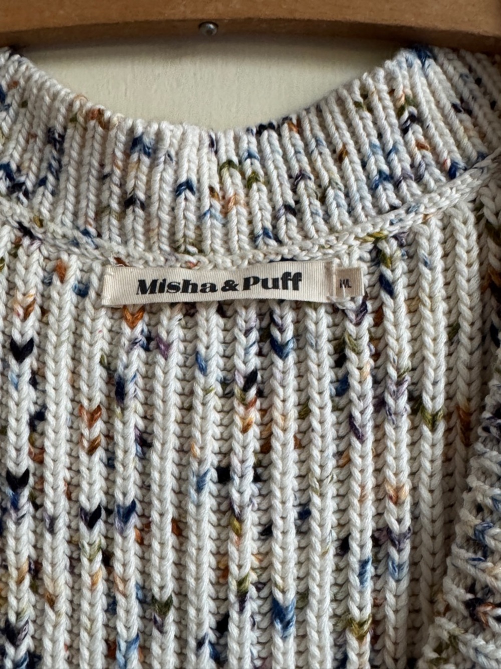 Misha & Puff sea glass Confetti Fisher button up cardigan vest m/l - Picture 3 of 9